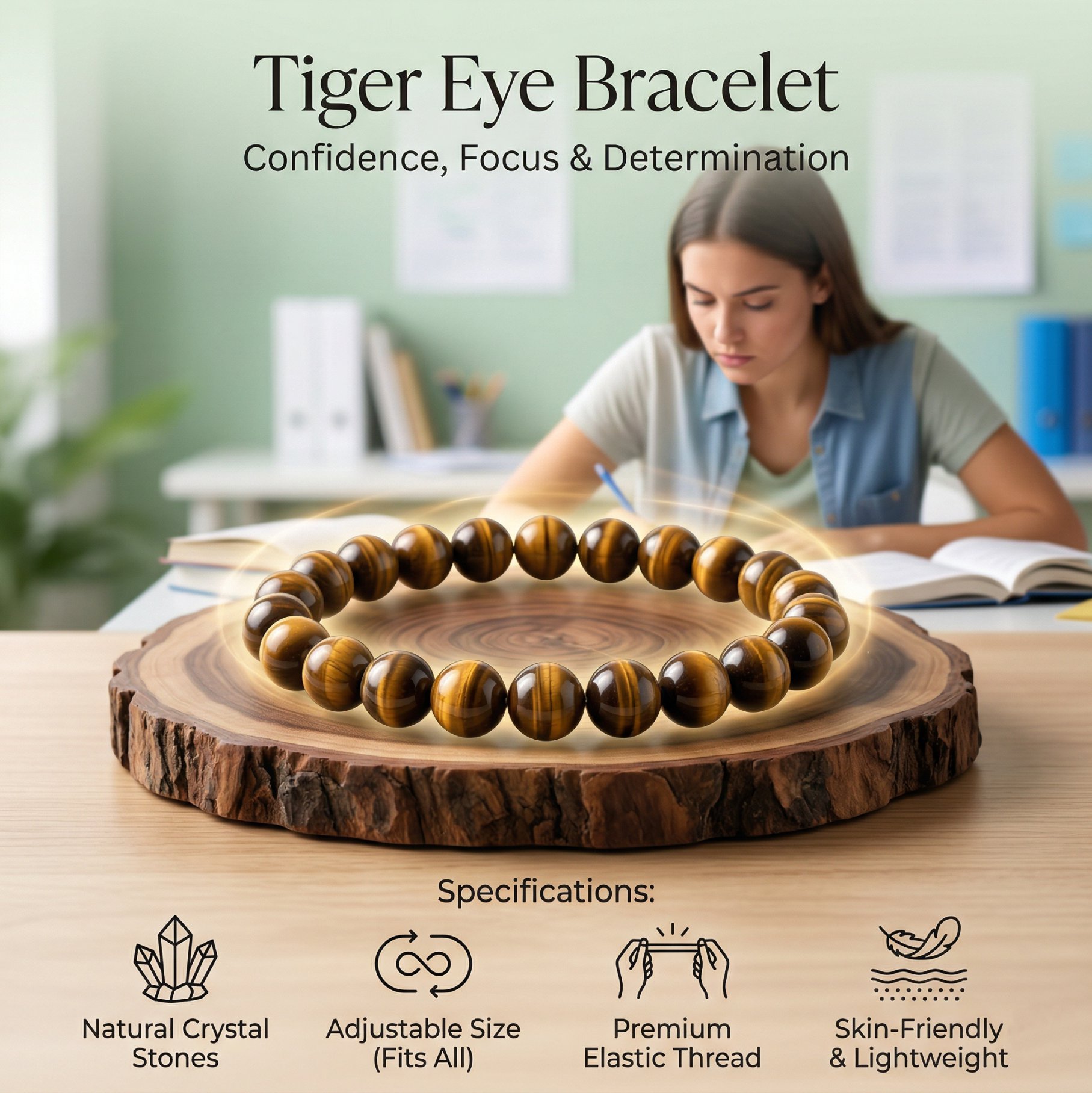 Tiger Eye Bracelet — ₹999 👉 Confidence, decision making ⭐