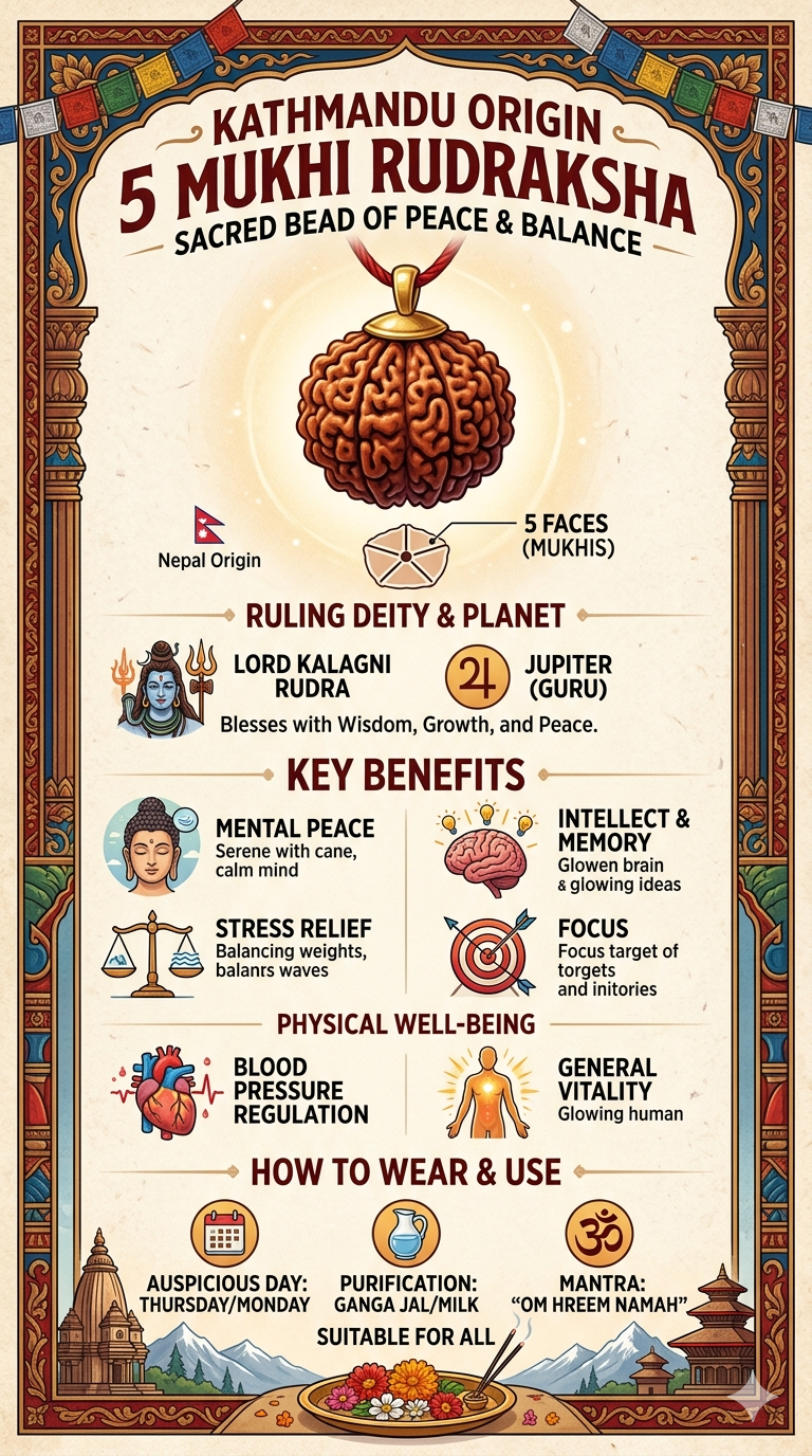 Kathmandu Origin 5 Mukhi Rudraksha