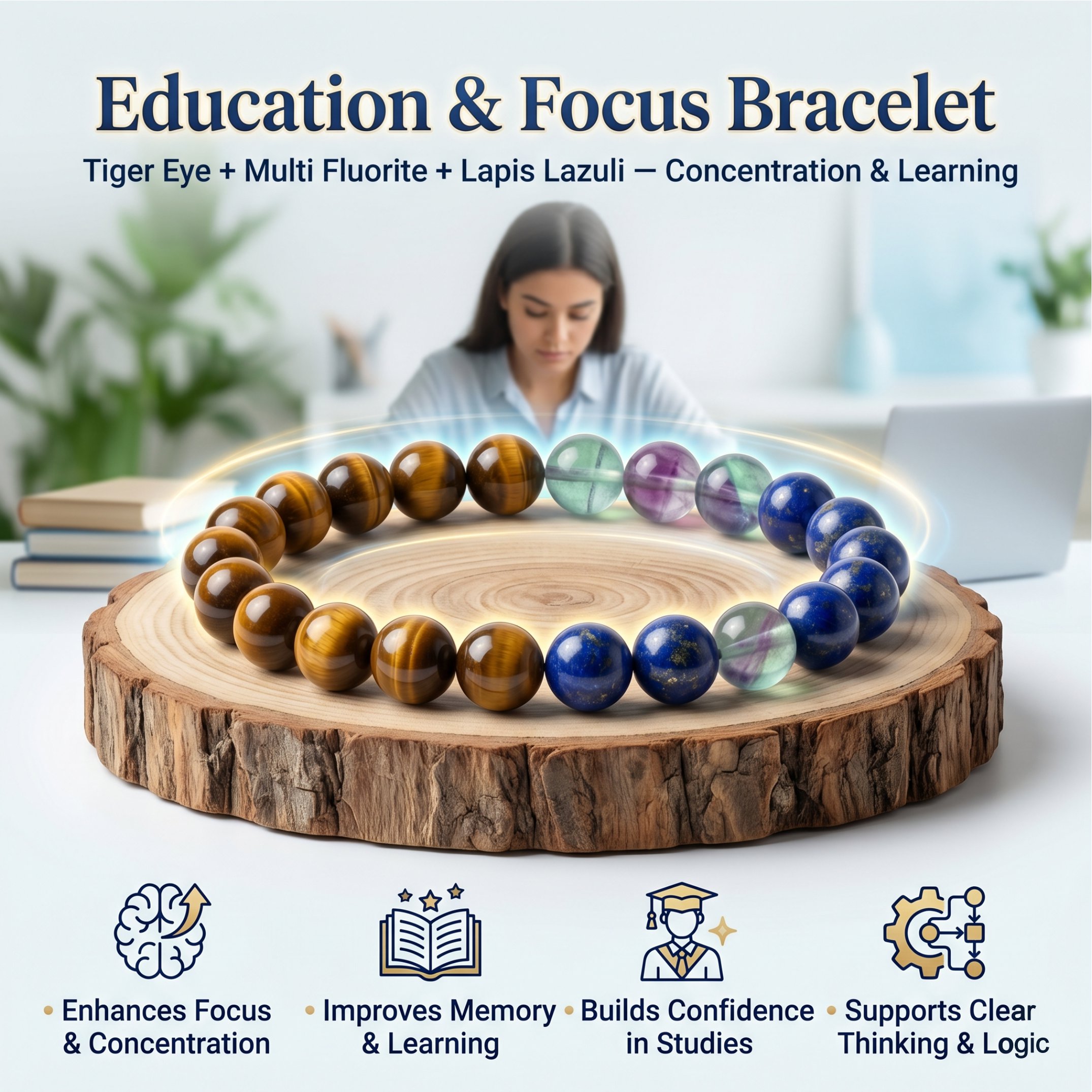 Tigers Eye + Multi Fluorite + Lapis Lazuli