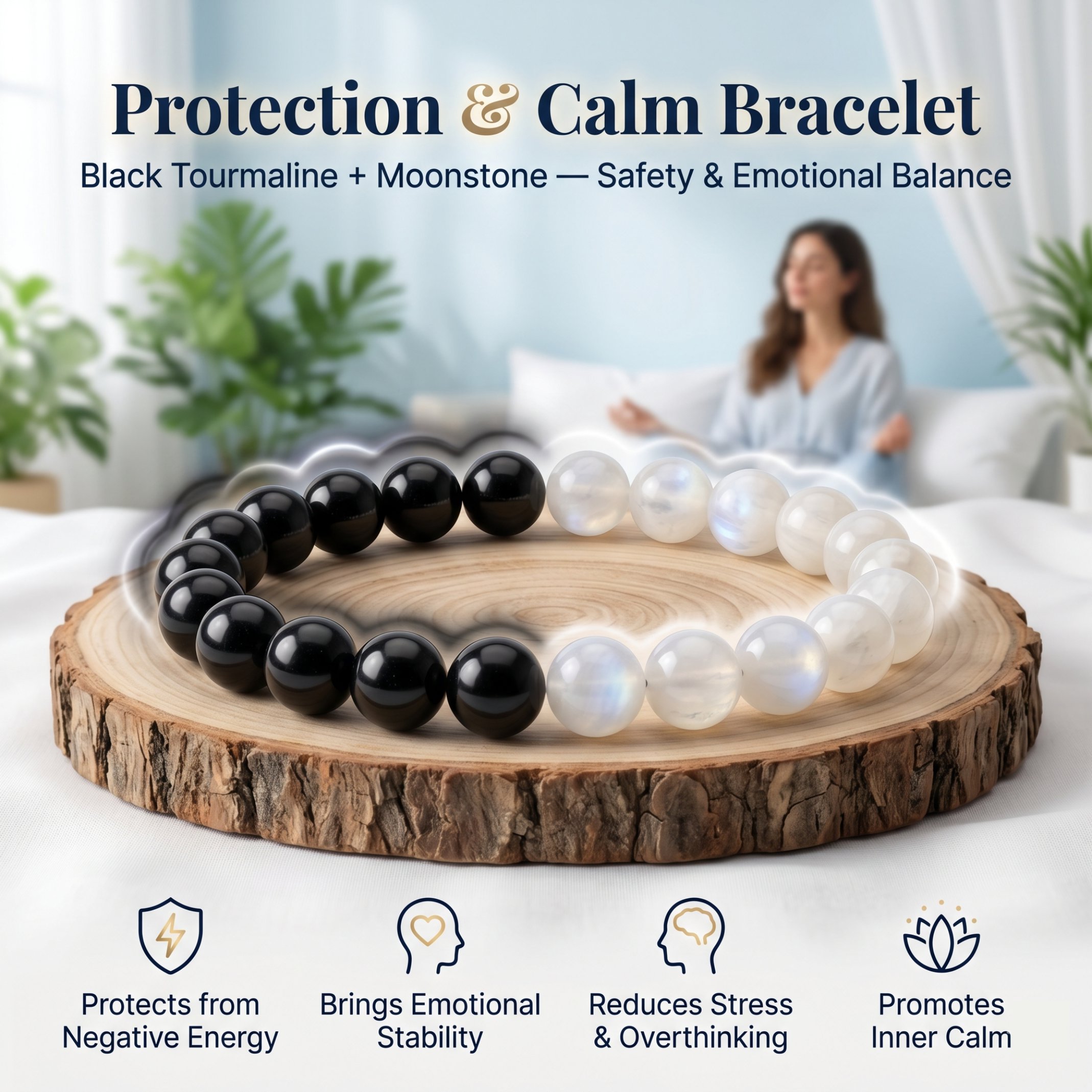 Black Tourmaline + Moonstone