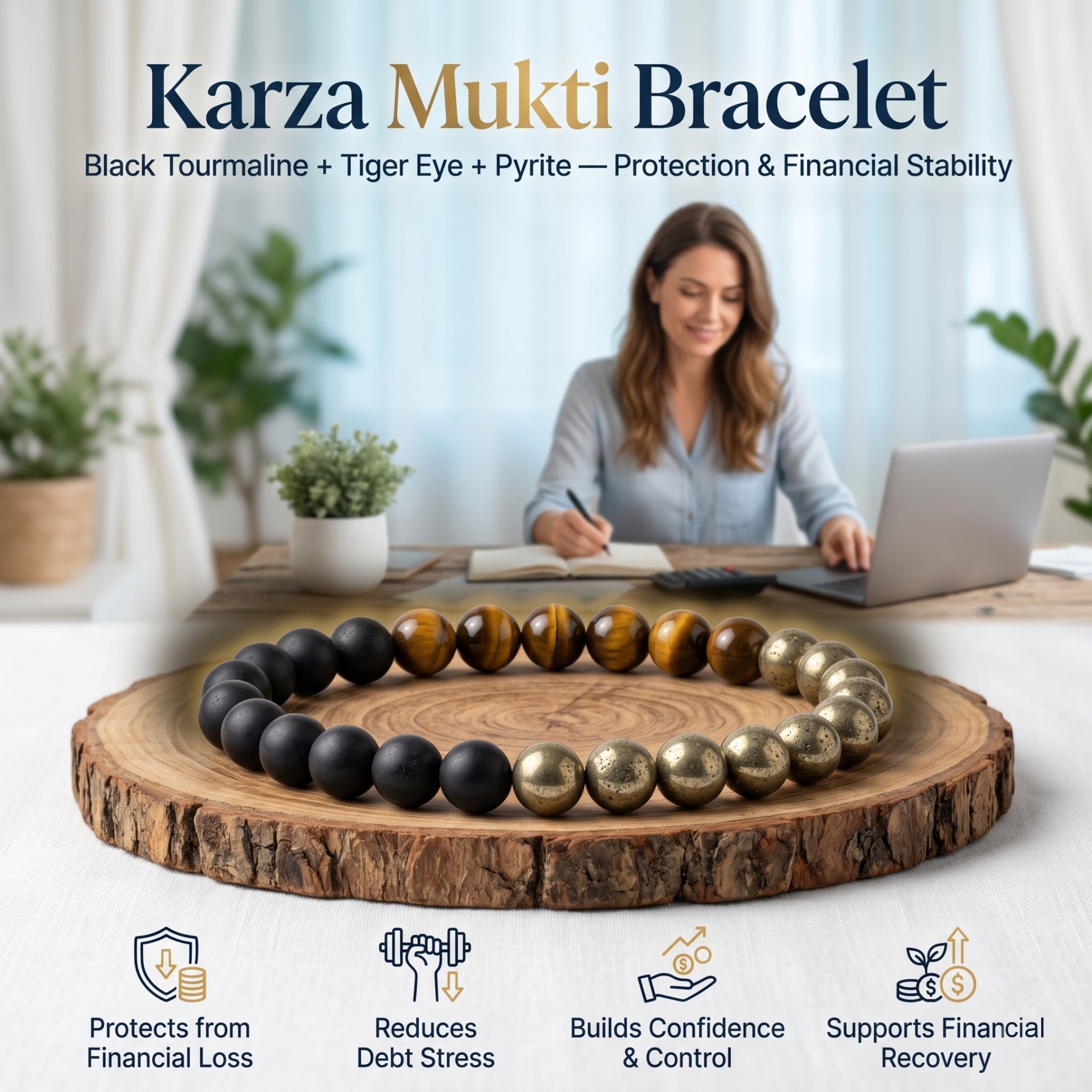 Black Tourmaline+ Tigers Eye+ Pyrite