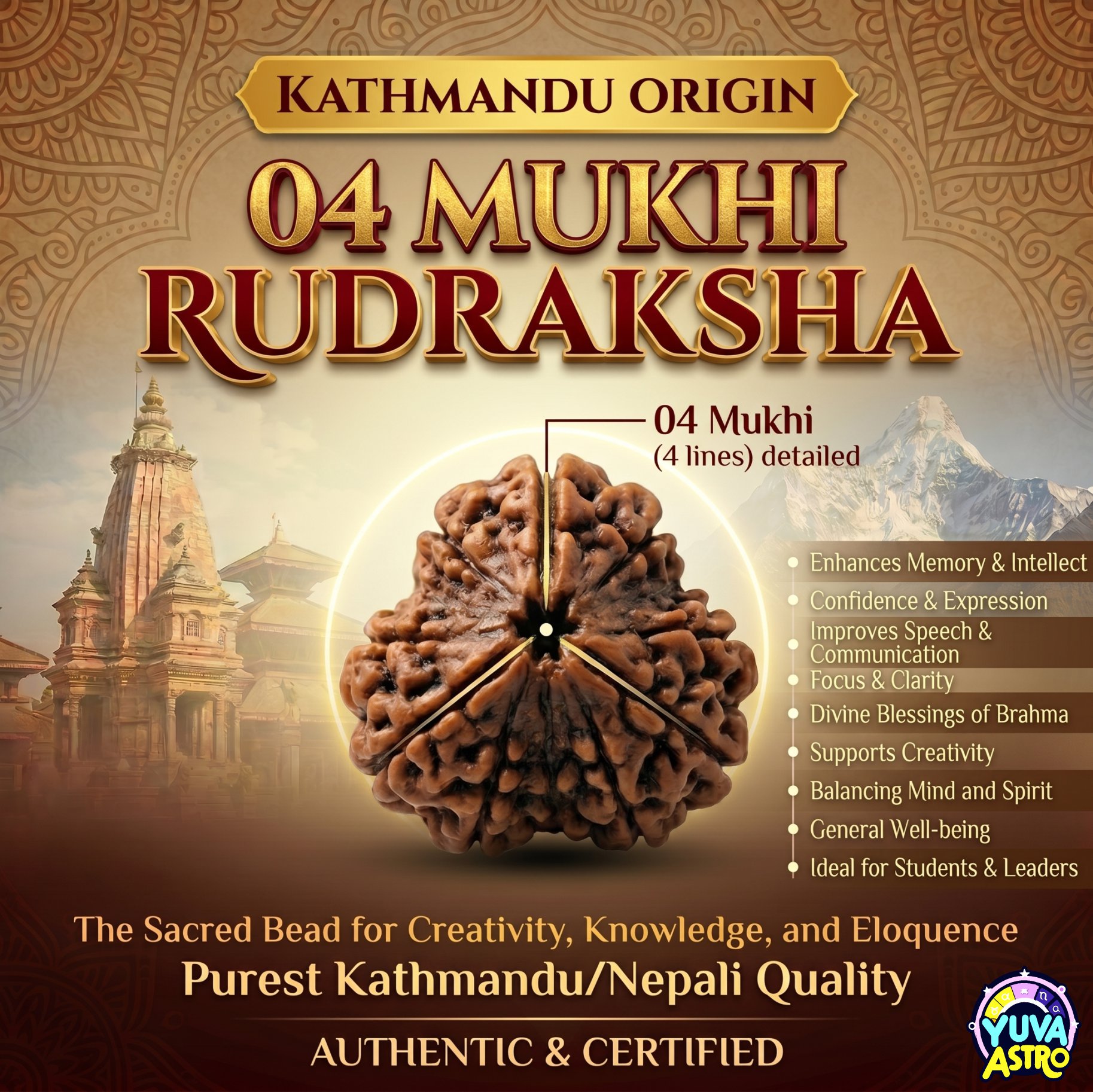Kathmandu Origin 4 Mukhi Rudraksha