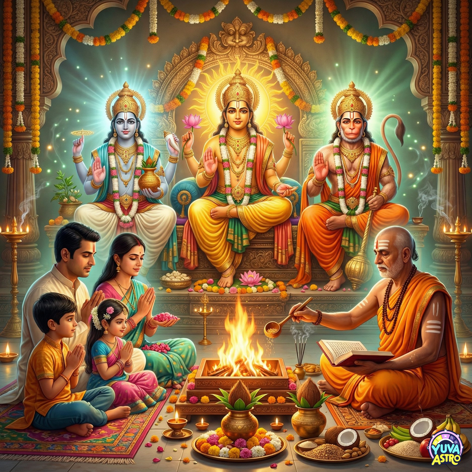 Surya dev , Hanuman ji & Dhanvantari Puja