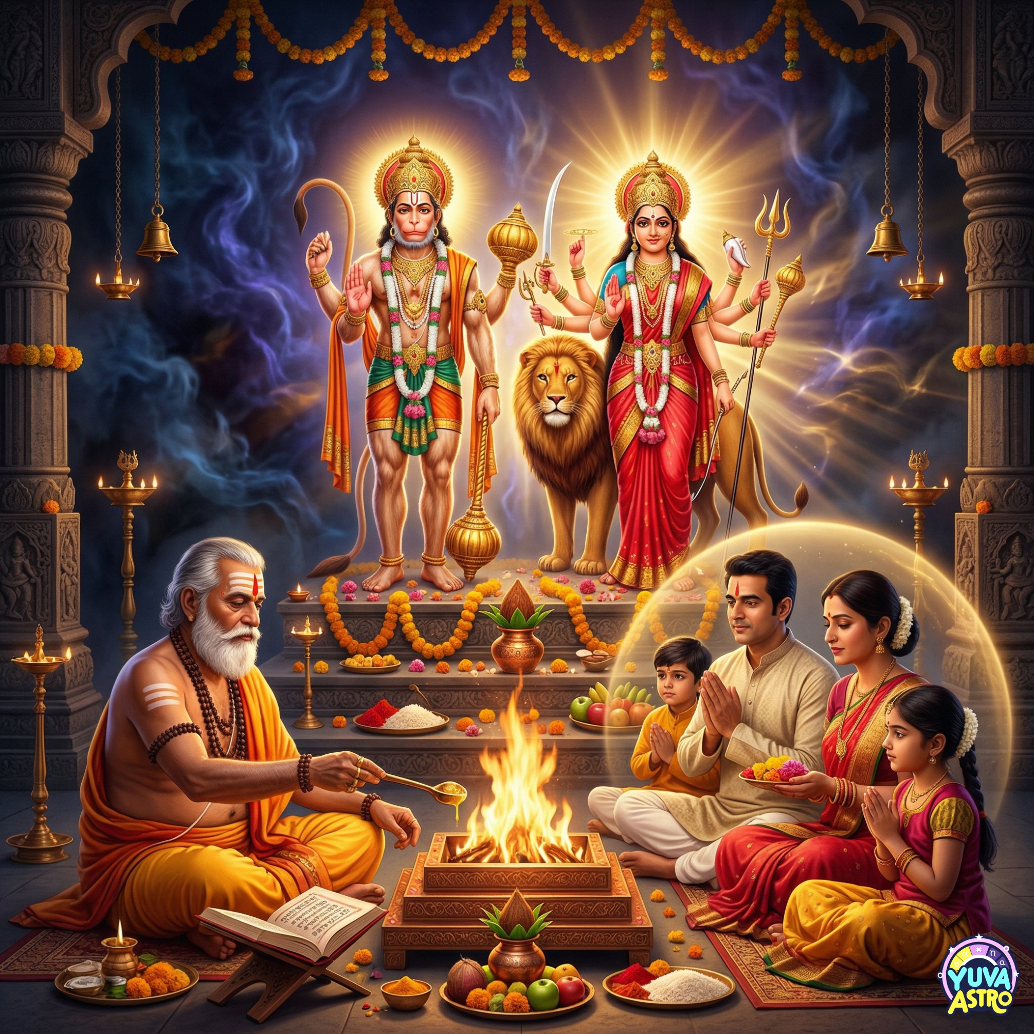 Hanuman Ji + Durga Puja