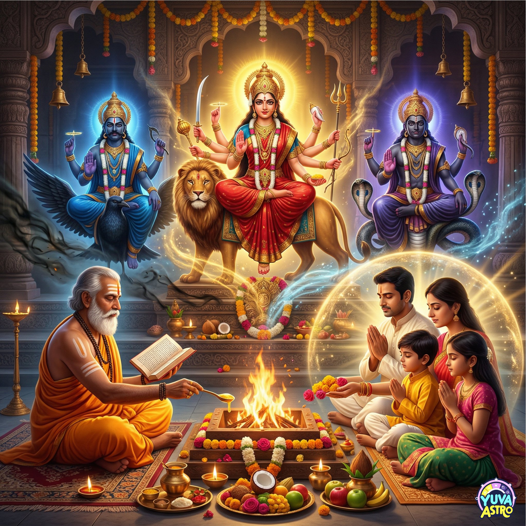 Rahu + Shani + Durga Puja