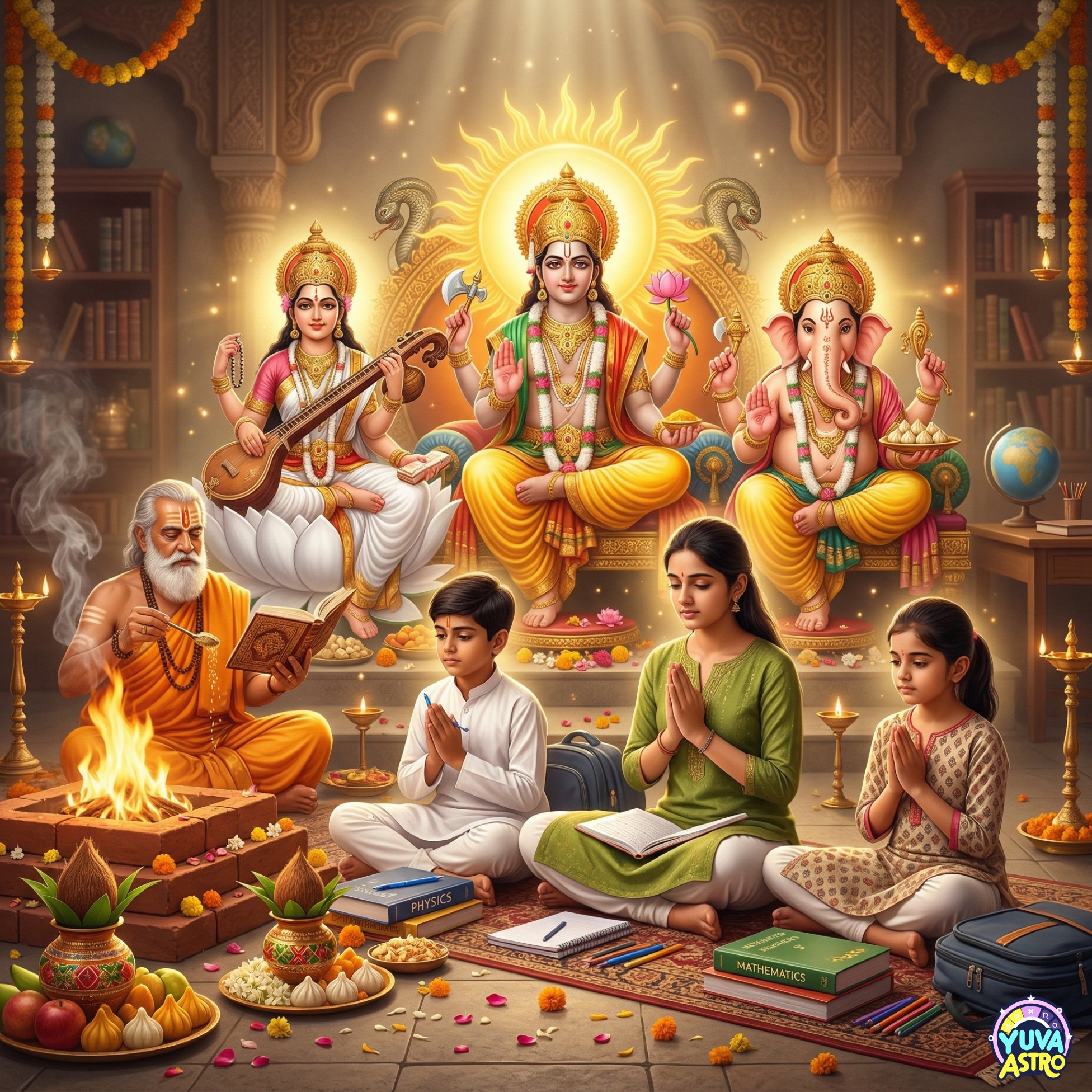 Saraswati + Surya + Ganesh Puja